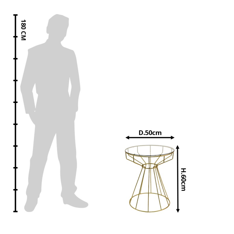 Clayre & Eef Table d'appoint Ø 50x60 cm Couleur or Métal Verre