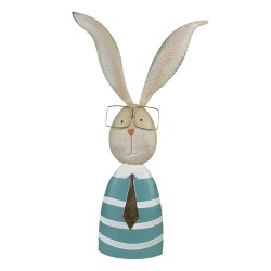 Clayre & Eef Figurine Lapin 67 cm Turquoise Beige Métal