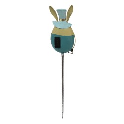 Clayre & Eef Garden Stake Rabbit 18x74 cm Blue Metal