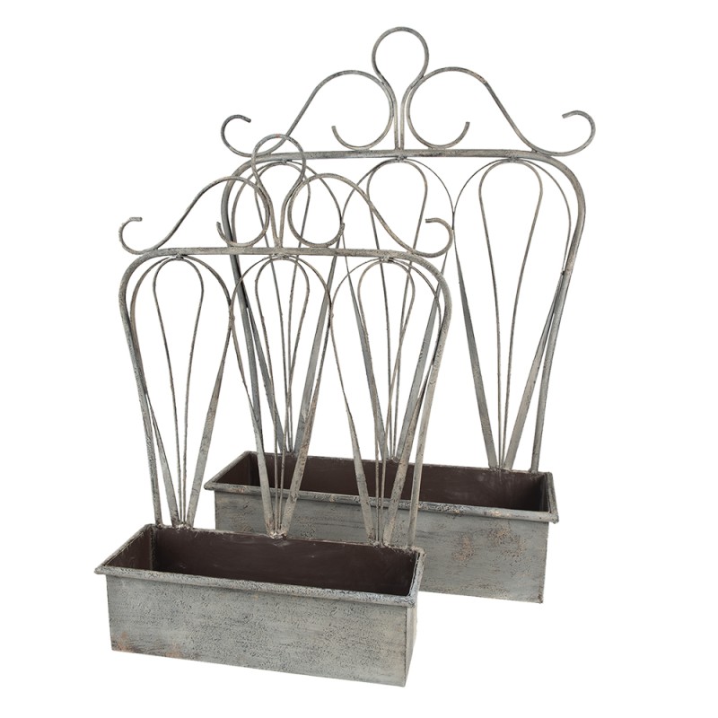 Clayre & Eef Porte-plante Gris Fer Rectangle