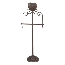 Clayre & Eef Porte-rouleau de papier toilette 21x14x62 cm Marron Fer Coeur