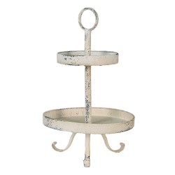 Clayre & Eef 2-Tiered Stand Ø 30x50 cm Beige Metal