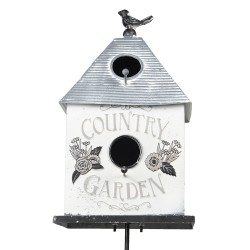 Clayre & Eef Garden Stake 18x13x109 cm Grey White Metal Flowers Country Garden