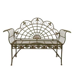 Clayre & Eef Garden Bench 145x45x100 cm Green Iron