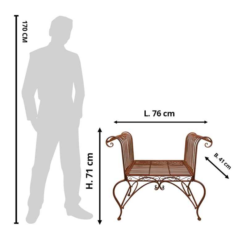 Clayre & Eef Garden Chair 76x41x71 cm Brown Iron