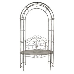 Clayre & Eef Arche de jardin avec banc 104x65x204 cm Gris Fer