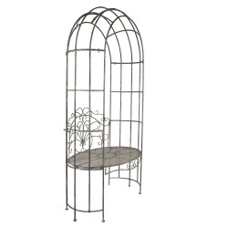 Clayre & Eef Arco da giardino con panca 104x65x204 cm Grigio Ferro