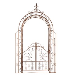 Clayre & Eef Arco da giardino con porta 146x30x257 cm Marrone Ferro