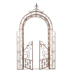 Clayre & Eef Arco da giardino con porta 146x30x257 cm Marrone Ferro