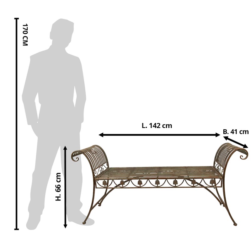 Clayre & Eef Banc de jardin 142x41x66 cm Vert Fer