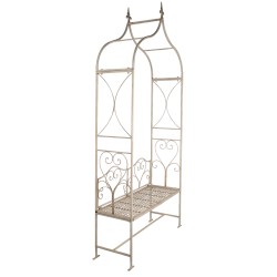 Clayre & Eef Arco da giardino con panca 108x41x239 cm Bianco Ferro