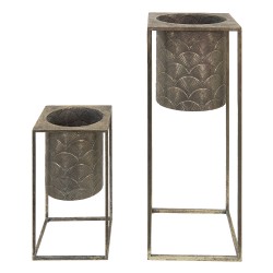 Clayre & Eef Pot de fleurs set de 2 Couleur or Marron Fer