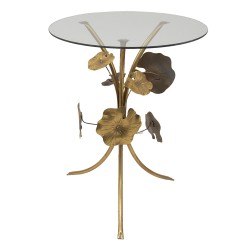 Clayre & Eef Tavolino Ø 60x76 cm Color oro Metallo Vetro