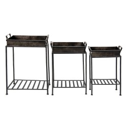 Clayre & Eef Plant Stand Set of 3 Black Iron