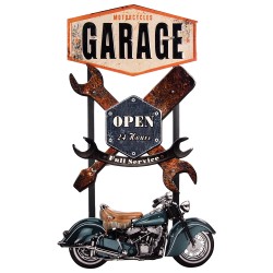 Clayre & Eef Decorazione murale  Motore 50x84 cm Marrone Blu  Ferro Motorcycles Garage