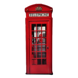 Clayre & Eef Wanddecoratie  30x75 cm Rood Wit Ijzer Telephone