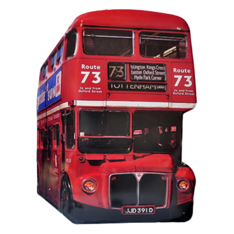 Clayre & Eef Wall Decoration Bus 60x80 cm Red Black Iron Route 73