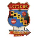 Clayre & Eef Decorazione murale  43x63 cm Blu Rosso  Ferro Route 66 Motel