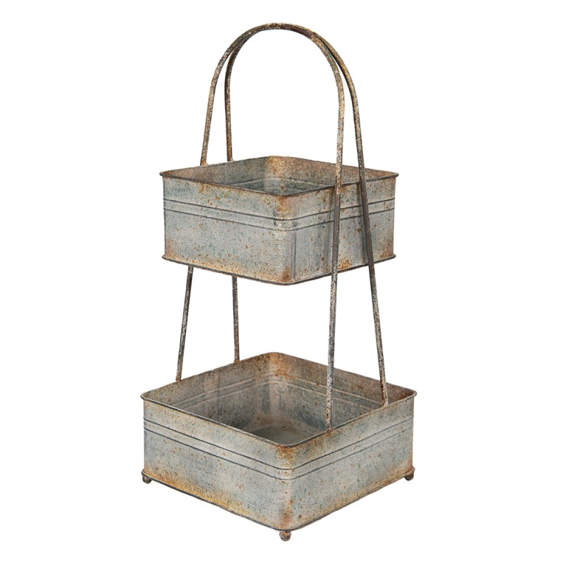 Clayre & Eef Étagère 2 étages 29x29x66 cm Gris Métal