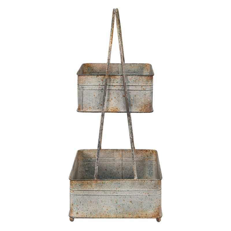 Clayre & Eef Étagère 2 étages 29x29x66 cm Gris Métal