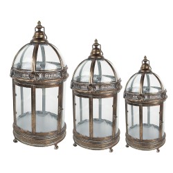 Clayre & Eef Lantern Set of 3 92/100 cm Copper colored Metal Glass