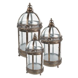 Clayre & Eef Lantern Set of 3 92/100 cm Copper colored Metal Glass