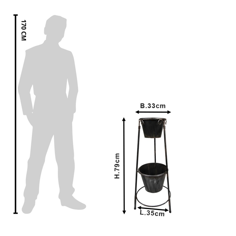 Clayre & Eef Bloempot  79 cm Zwart Ijzer