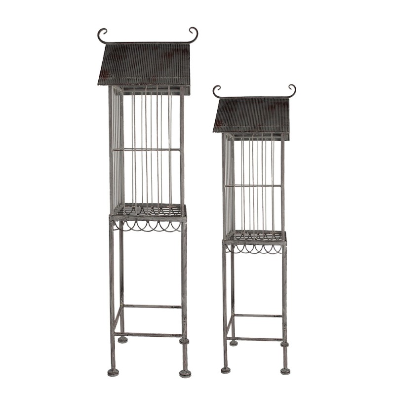 Clayre & Eef Décoration de cage set de 2 Gris Métal