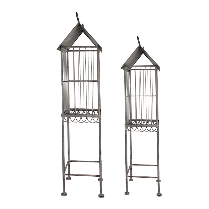 Clayre & Eef Décoration de cage set de 2 Gris Métal