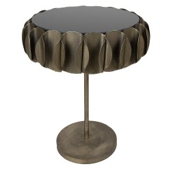 Clayre & Eef Bijzettafel  Ø 57x66 cm Koperkleurig Ijzer Glas