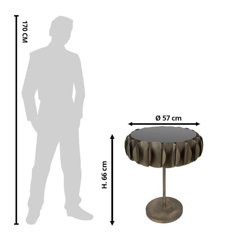 Clayre & Eef Beistelltisch Ø 57x66 cm Kupferfarbig Eisen Glas