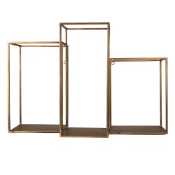 Clayre & Eef Wall Rack 65x19x44 cm Gold colored Iron