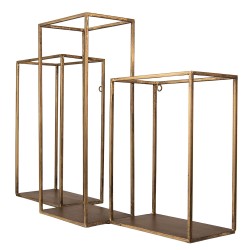 Clayre & Eef Scaffale da parete 65x19x44 cm Color oro Ferro