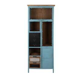 Clayre & Eef Locker Cabinet 60x33x160 cm Blue Brown Iron Glass