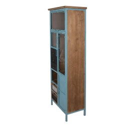 Clayre & Eef Schließfach 60x33x160 cm Blau Braun Eisen Glas