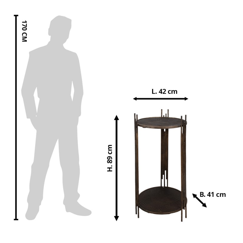 Clayre & Eef Beistelltisch 42x41x89 cm Braun Eisen Rund