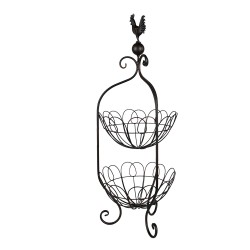 Clayre & Eef Rack with Two Baskets  Ø 26x72 cm Black Iron Chicken