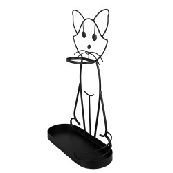 Clayre & Eef Porte-parapluie Chat 62 cm Noir Fer