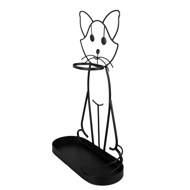 Clayre & Eef Umbrella Stand Cat 62 cm Black Iron