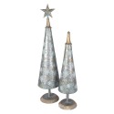 Clayre & Eef Figure de Noël Sapin de Noël 64 cm Gris Couleur or Fer Flocons de neige