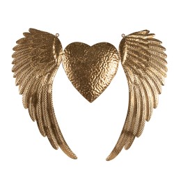 Clayre & Eef Wall Decoration Wings 74x1x63 cm Gold colored Iron