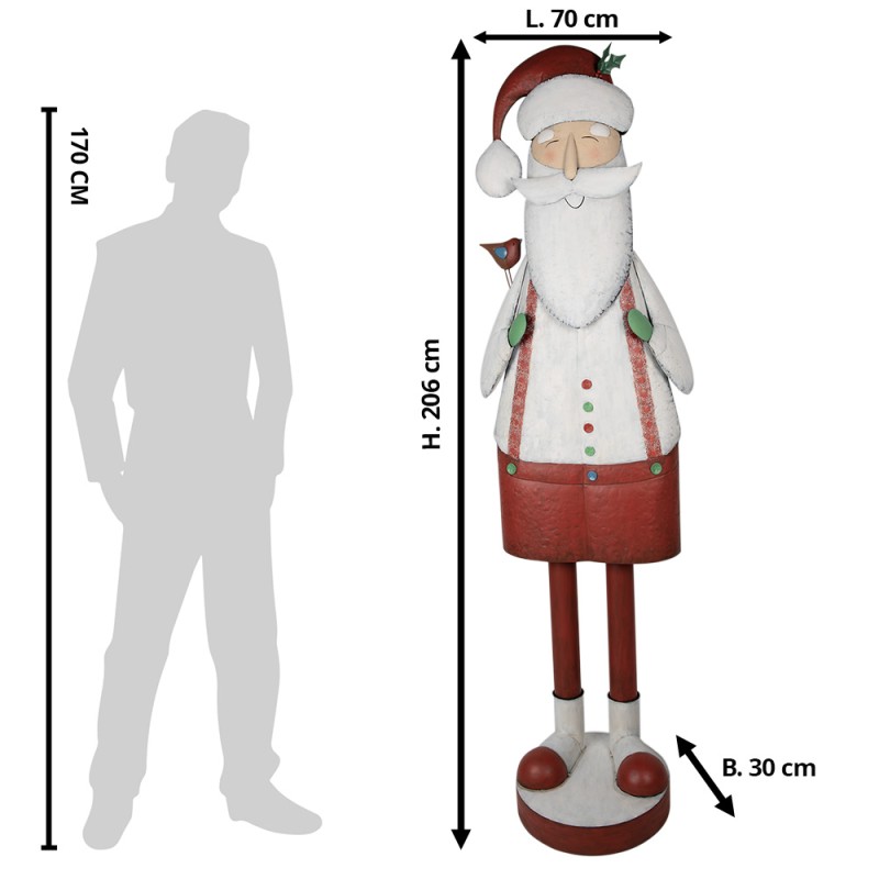 Clayre & Eef Statuetta Babbo Natale  206 cm Bianco Ferro