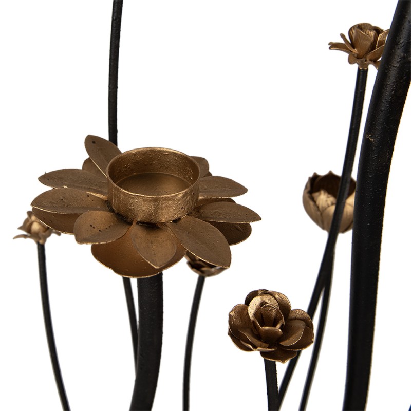 Clayre & Eef Kerzenständer 69x15x66 cm Schwarz Goldfarbig Eisen Blumen