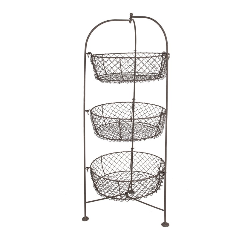 Clayre & Eef Basket Rack Ø 28x80 cm Brown Iron Round