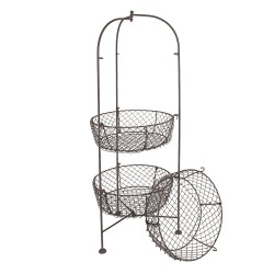 Clayre & Eef Basket Rack Ø 28x80 cm Brown Iron Round