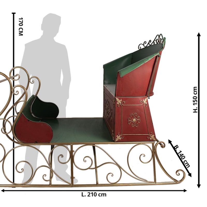 Clayre & Eef Decoration Sled 210x140x150 cm Red Metal