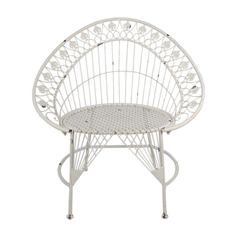 Clayre & Eef Garden Chair 82x50x90 cm White Iron