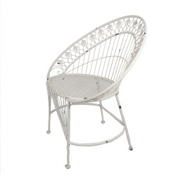 Clayre & Eef Chaise de jardin 82x50x90 cm Blanc Fer