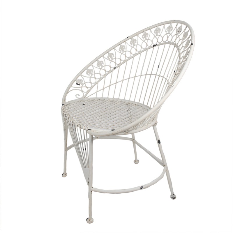 Clayre & Eef Garden Chair 82x50x90 cm White Iron