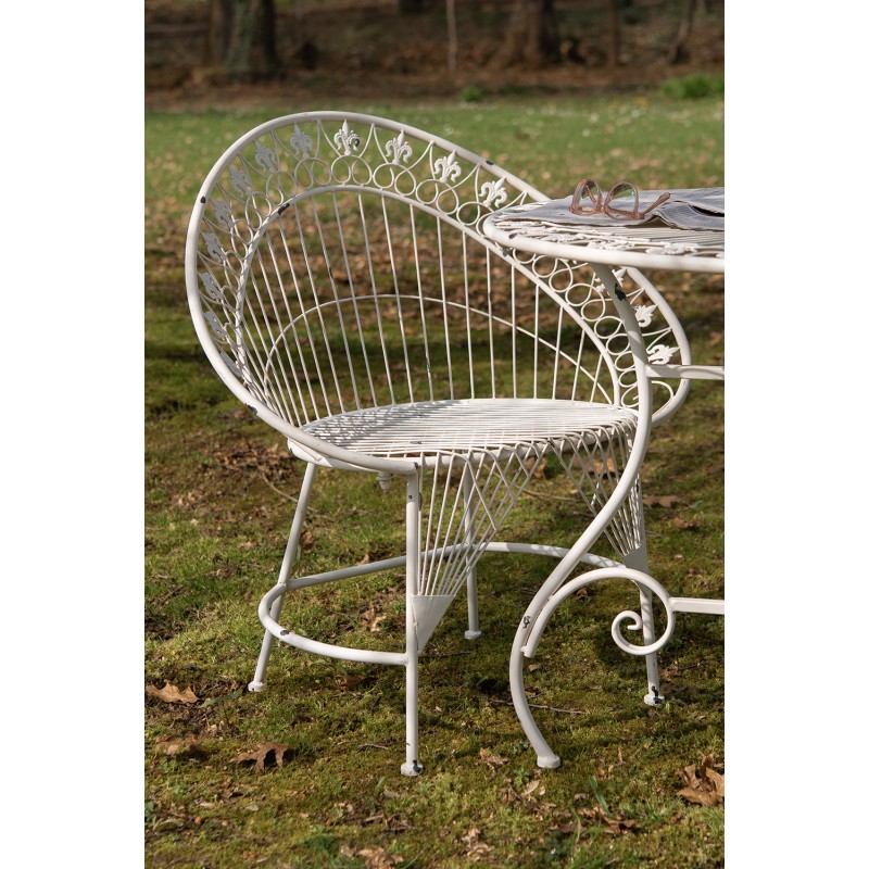 Clayre & Eef Garden Chair 82x50x90 cm White Iron